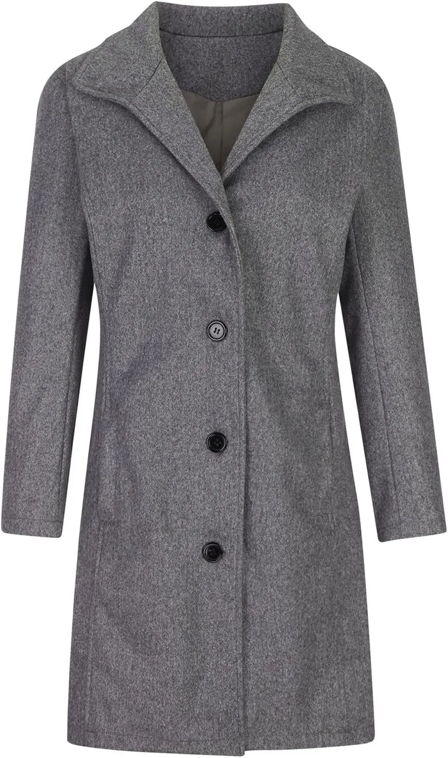 Trench Coat Women Winter Wool Pea Coat Stand Collar Single Breasted Jacket Casual Thicken Overcoat with Pockets