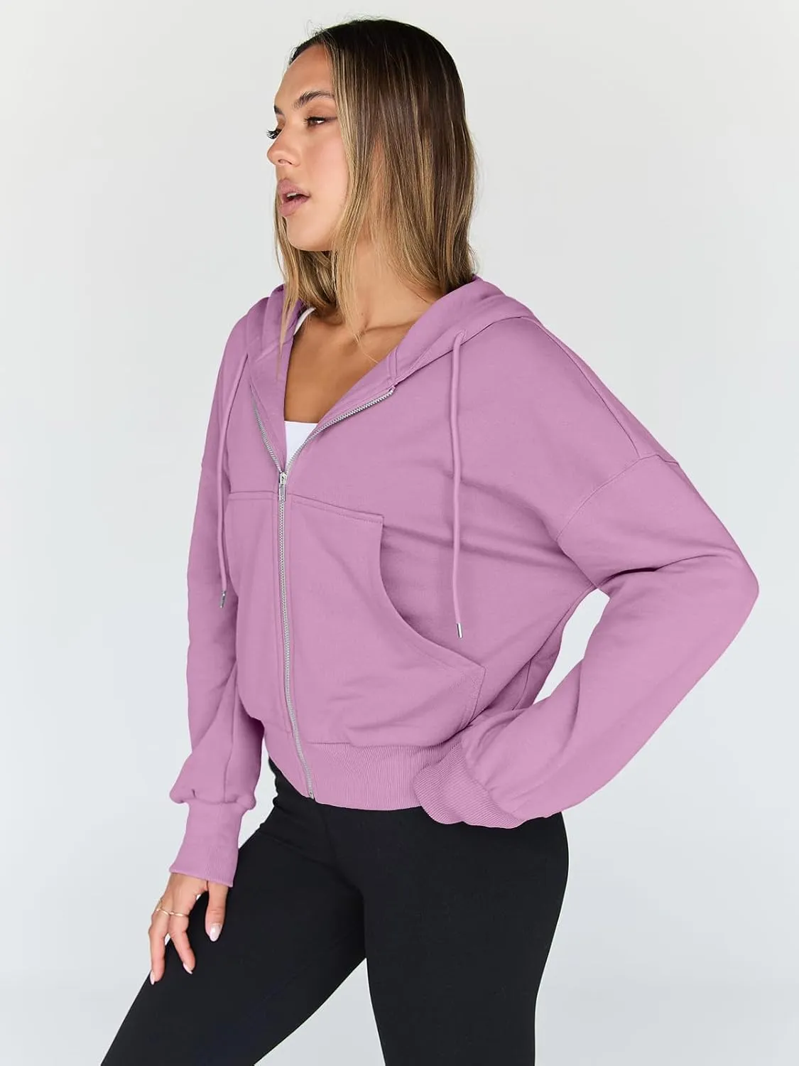 Trendy Queen Hoodies for Women Full Zip Up Cropped Sweatshirts Jackets Casual Comfy Gym Tops Fall Outfits Winter Clothes 2025