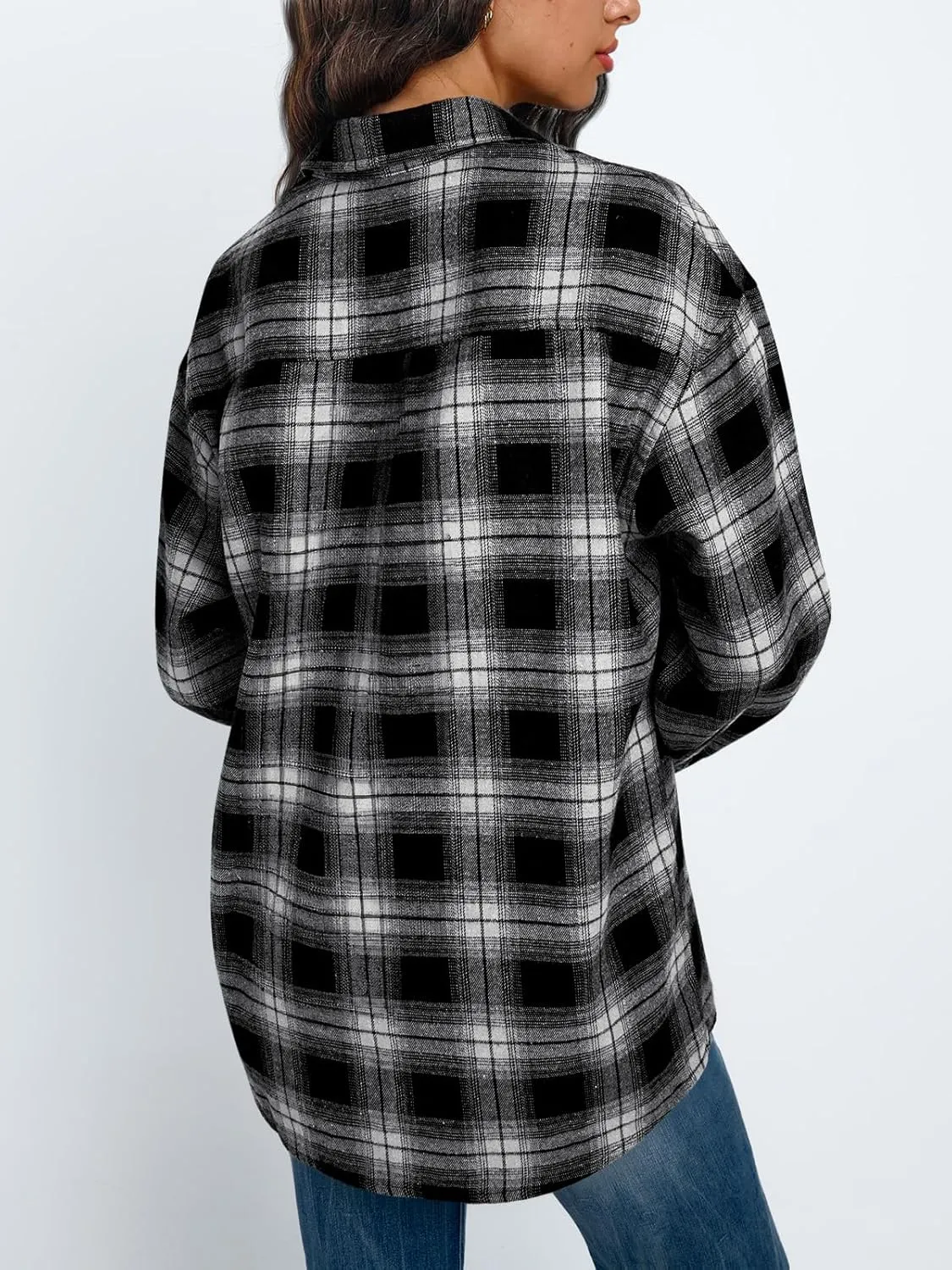 Trendy Queen Women Shackets Long Sleeve Flannel Shirts Button Down Blouse Plaid Tops Fall Outfits Fashion Winter Jackets 2025