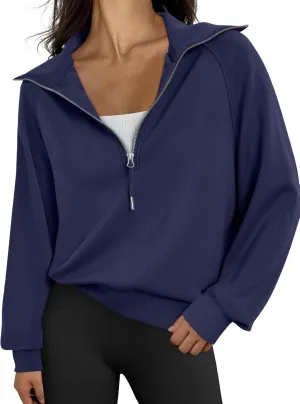 Trendy Queen Womens Oversized Sweatshirts Half Zip Pullover Long Sleeve Quarter Zip Hoodies Teen Girls Fall Y2K Clothes