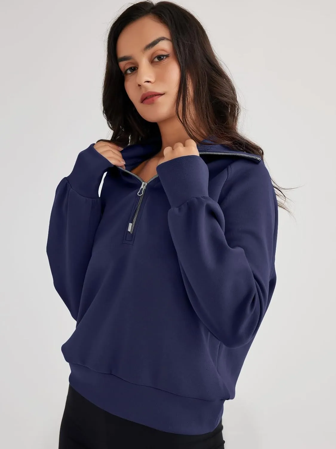 Trendy Queen Womens Oversized Sweatshirts Half Zip Pullover Long Sleeve Quarter Zip Hoodies Teen Girls Fall Y2K Clothes