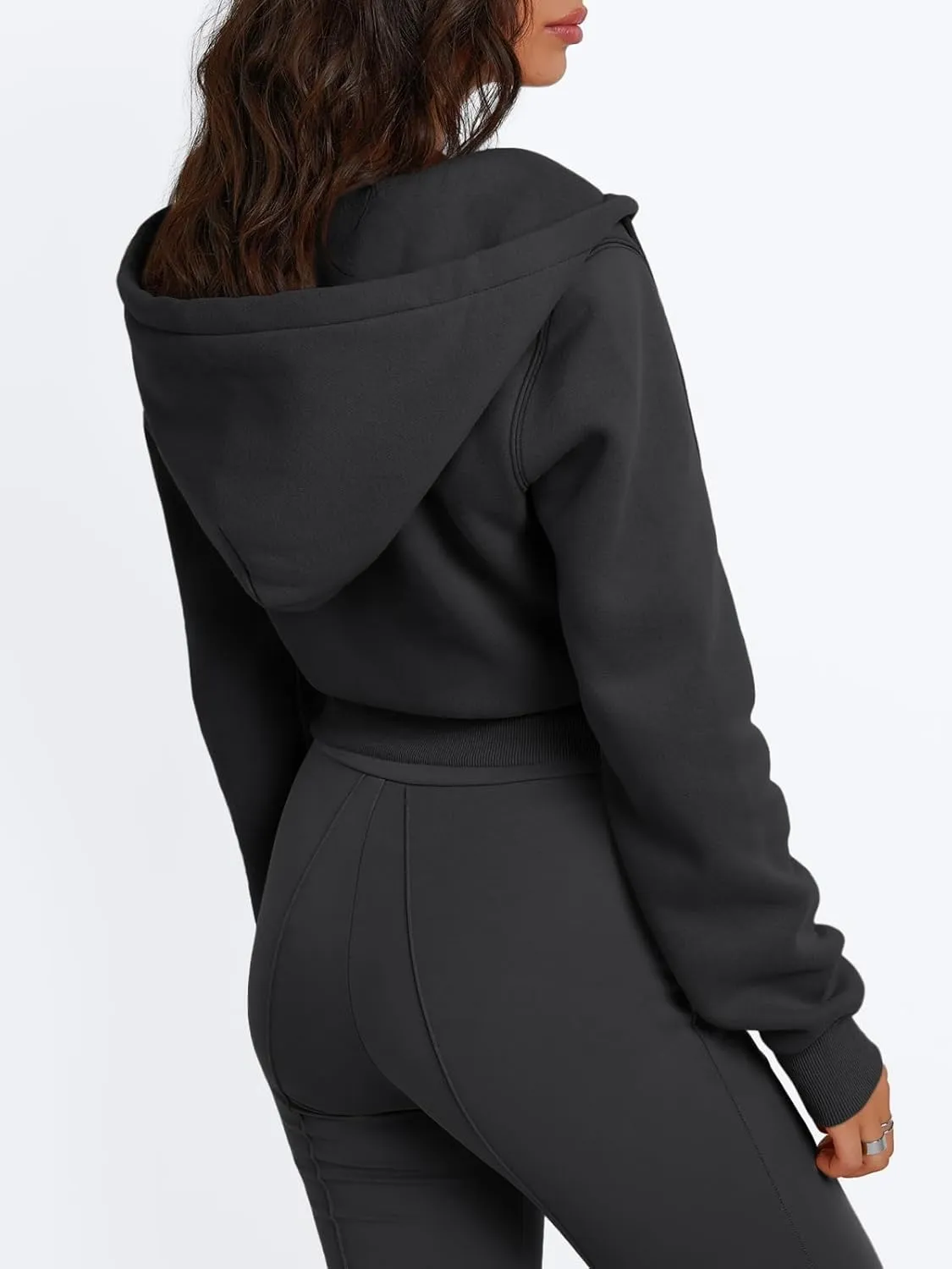Trendy Queen Womens Zip Up Cropped Hoodies Long Sleeve Sweatshirts Jackets Fall Fashion 2024 Y2k Winter Clothes