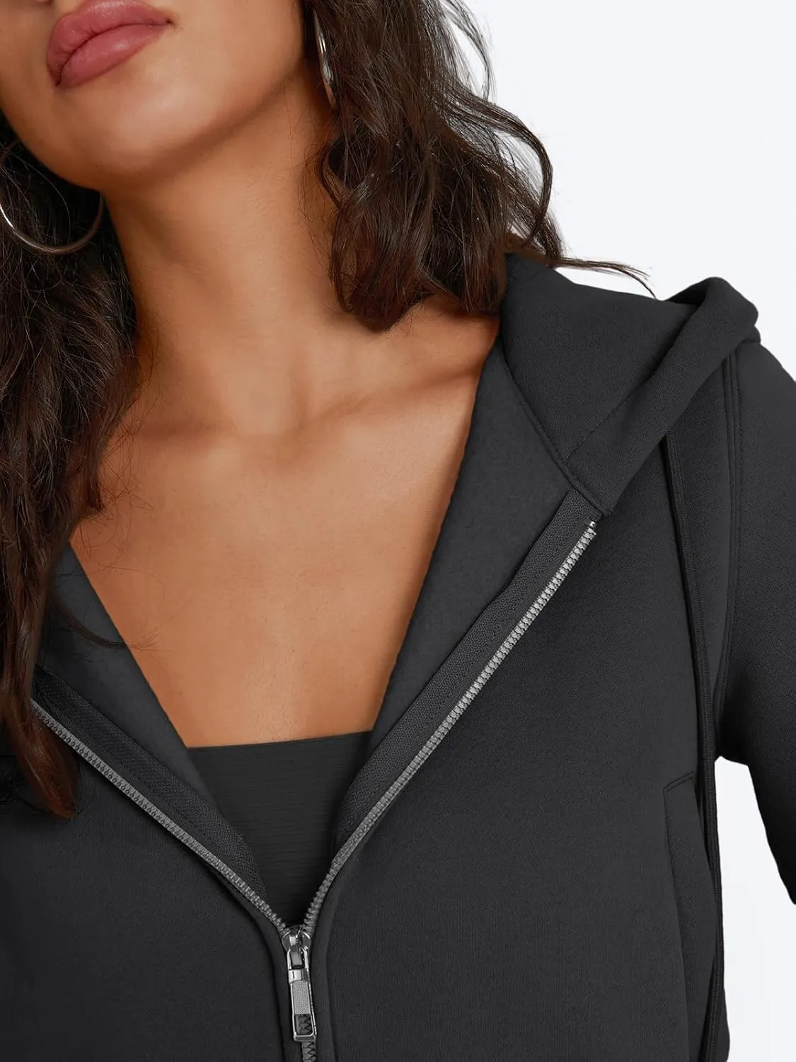 Trendy Queen Womens Zip Up Cropped Hoodies Long Sleeve Sweatshirts Jackets Fall Fashion 2024 Y2k Winter Clothes