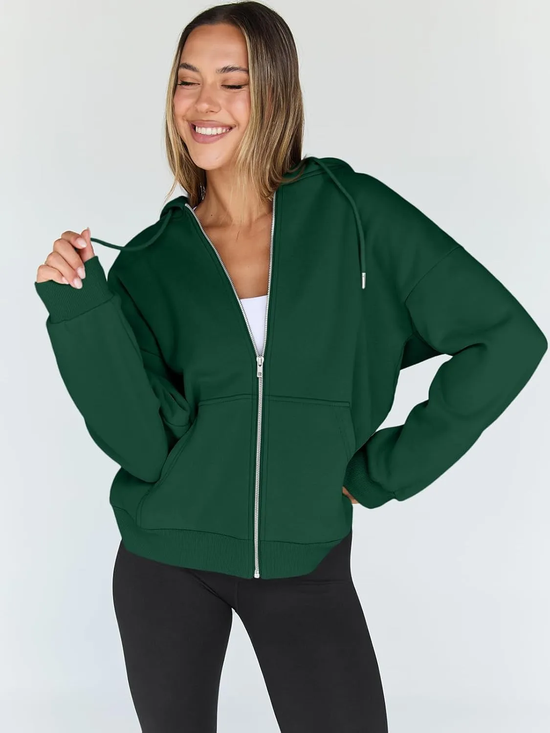 Trendy Queen Womens Zip Up Hoodies Oversized Sweatshirts Fall Fashion Outfits Casual Jackets 2025 Winter Clothes