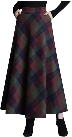 Tweed Skirt for Women High Waisted Pleated A-Line Skirts Stretch Classic Trending Flare Skirts Cute Elegant Skirt
