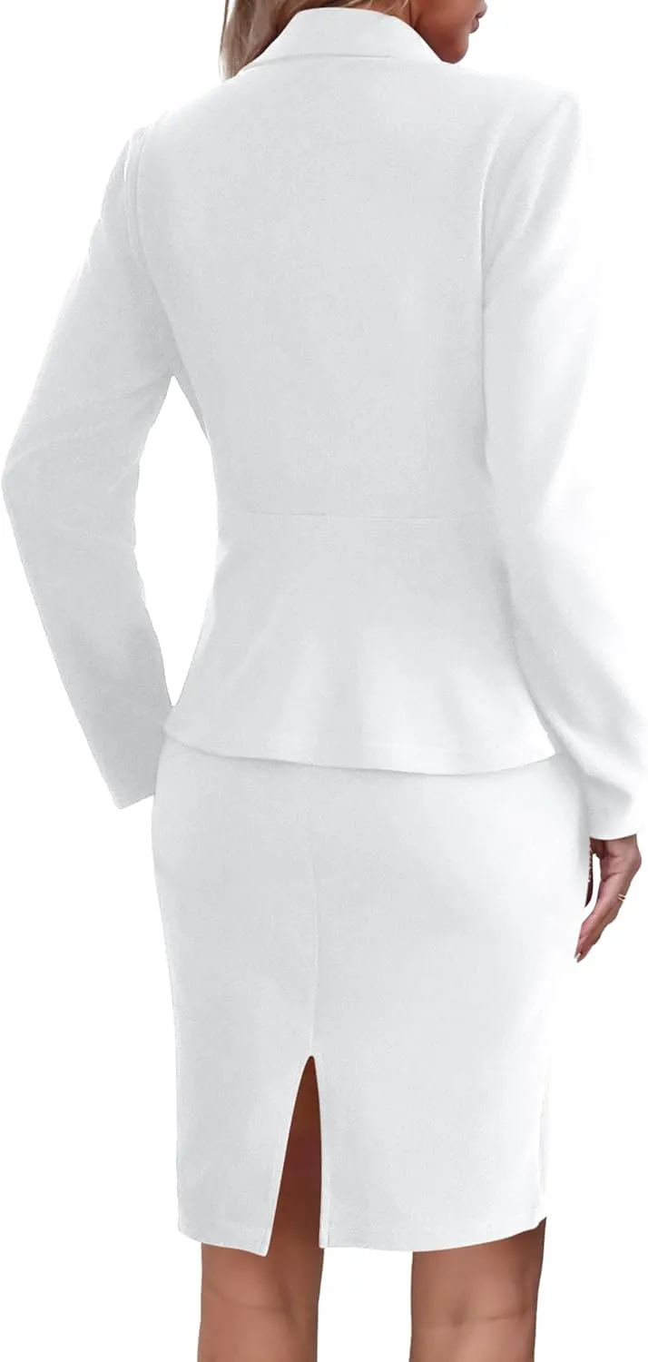 Two Piece Business Suit for Women Elegant Blazer Jacket and Skirt Sets Work Formal Office Clothing Sets