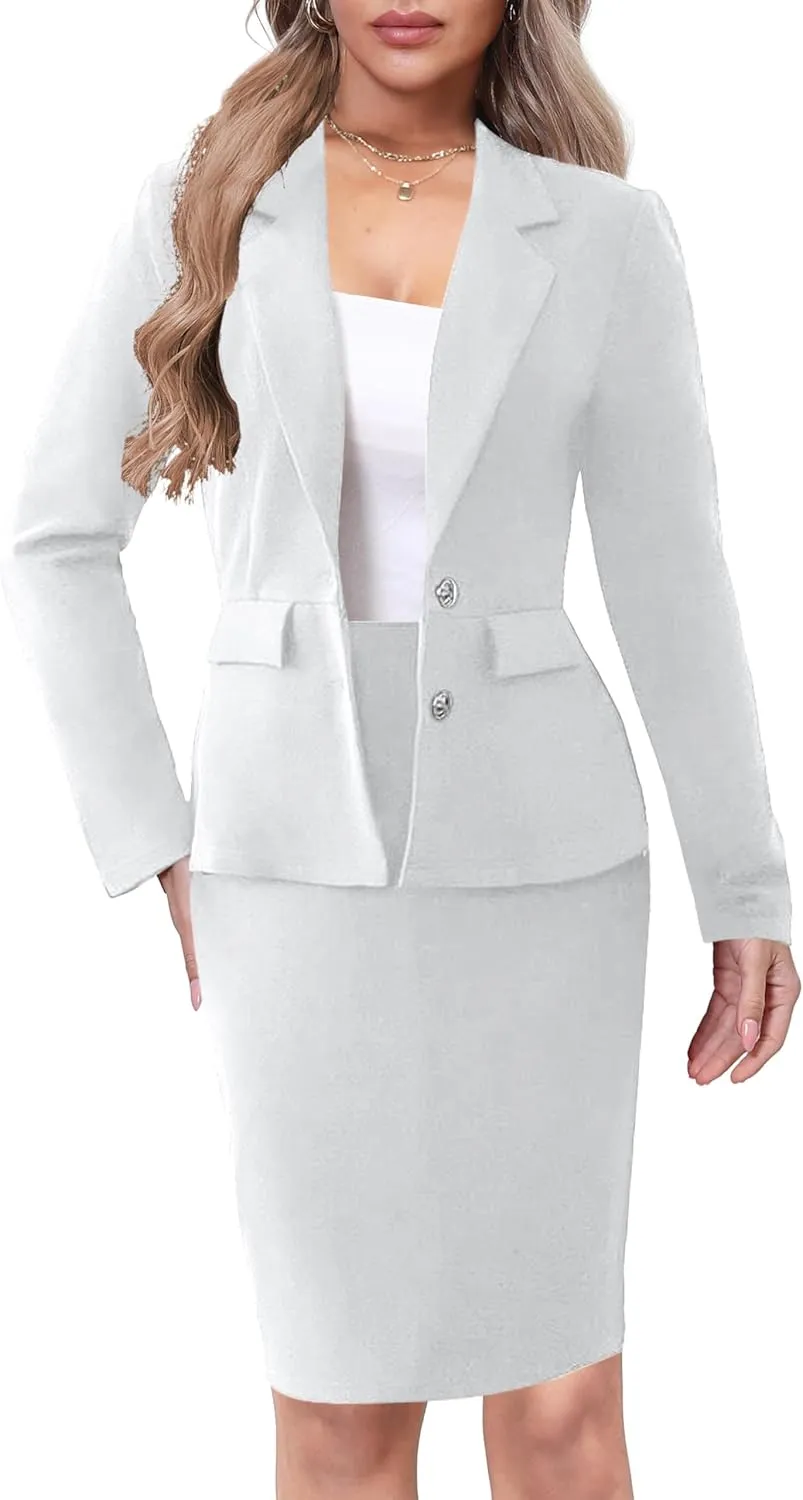 Two Piece Business Suit for Women Elegant Blazer Jacket and Skirt Sets Work Formal Office Clothing Sets