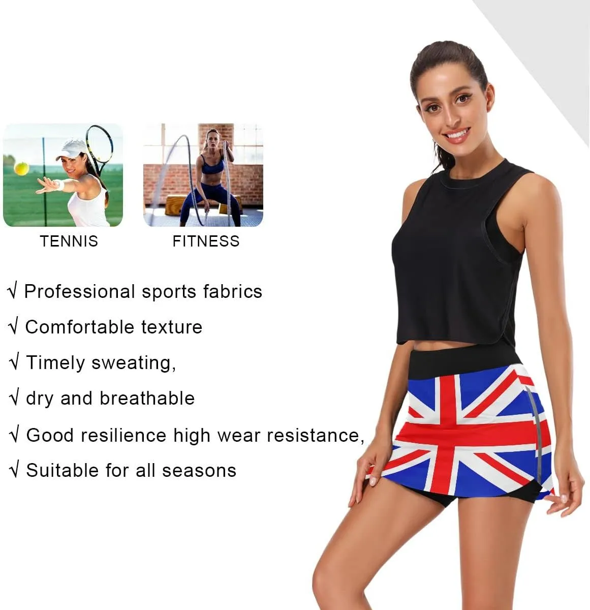 Ukrainian Flag Women's Golf Tennis Skort Classic Athletic Skirt Everyday Casual Skort with Pockets
