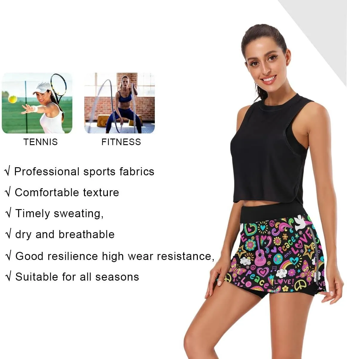 Ukrainian Flag Women's Golf Tennis Skort Classic Athletic Skirt Everyday Casual Skort with Pockets