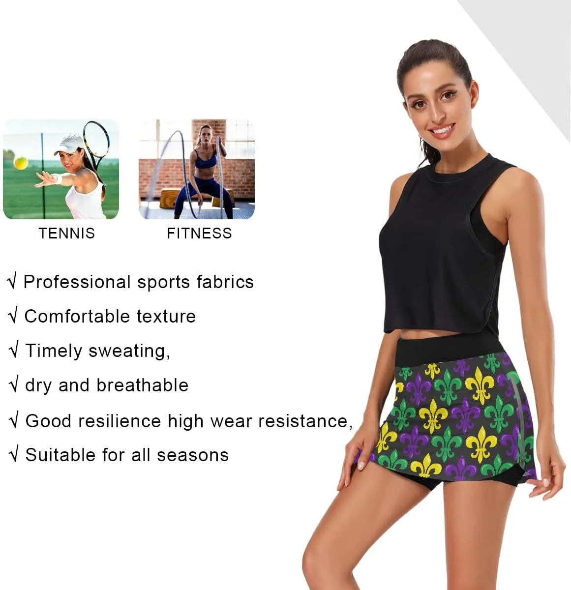 Ukrainian Flag Women's Golf Tennis Skort Classic Athletic Skirt Everyday Casual Skort with Pockets