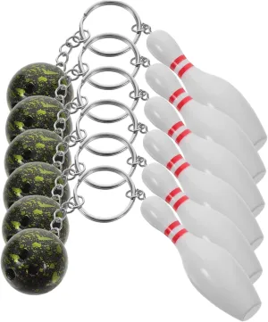 Unique Bowling Pin Keychains 6pcs Mini Bowling Pin and Ball Keychains Novelty