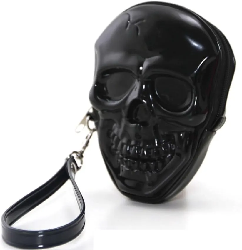 Unique Smiling Skull Head Bone Zippered Wristlet