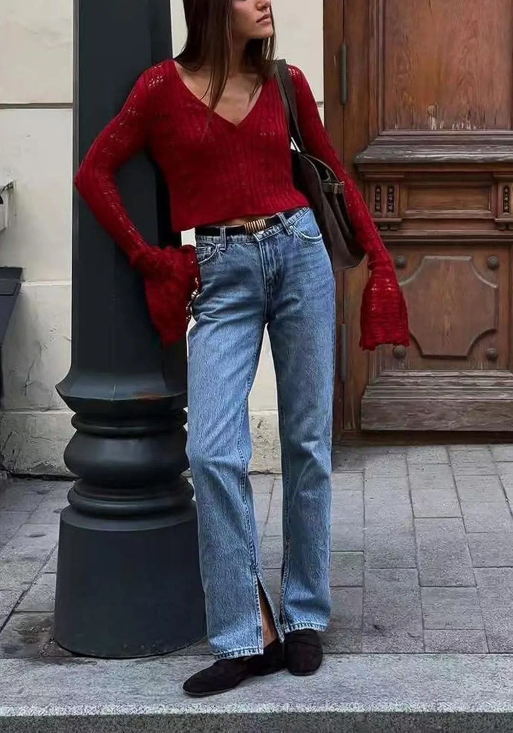 Unybwonn Long Cardigans for Women Crochet Hollow Out Knit Sweater Cover up Maxi Dress Long Sleeve Button Down Cardigan
