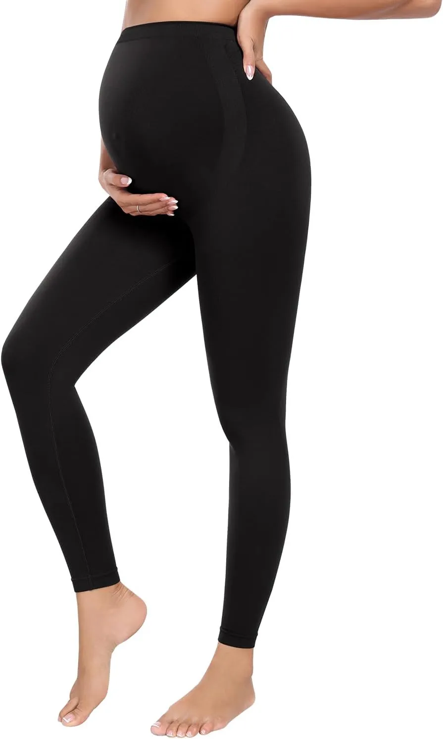 URUWASHI Womens Maternity Leggings Over The Belly Seamless Workout Pregnancy Pants High Waist Maternity Activewear for Women