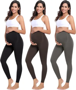 URUWASHI Womens Maternity Leggings Over The Belly Seamless Workout Pregnancy Pants High Waist Maternity Activewear for Women