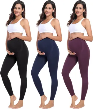 URUWASHI Womens Maternity Leggings Over The Belly Seamless Workout Pregnancy Pants High Waist Maternity Activewear for Women