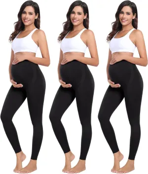 URUWASHI Womens Maternity Leggings Over The Belly Seamless Workout Pregnancy Pants High Waist Maternity Activewear for Women