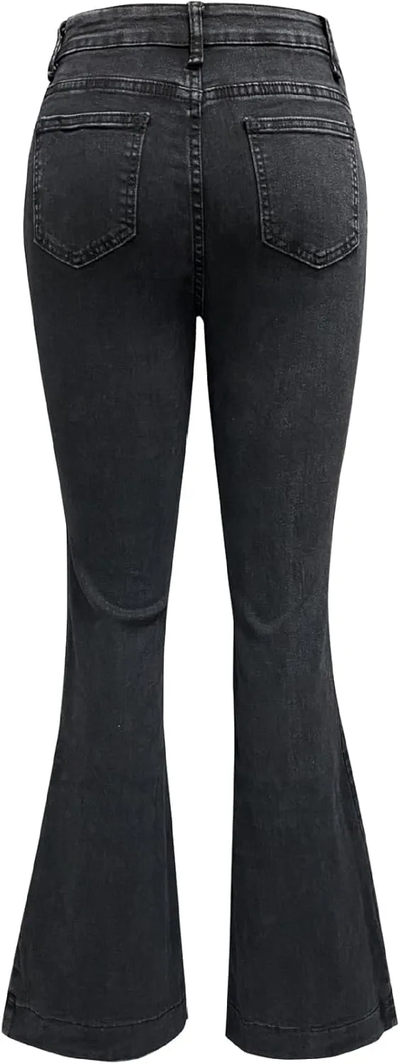utcoco Womens 2025 High Waist Jeans Retro Button Denim Trouser Elegant Flare Jeans