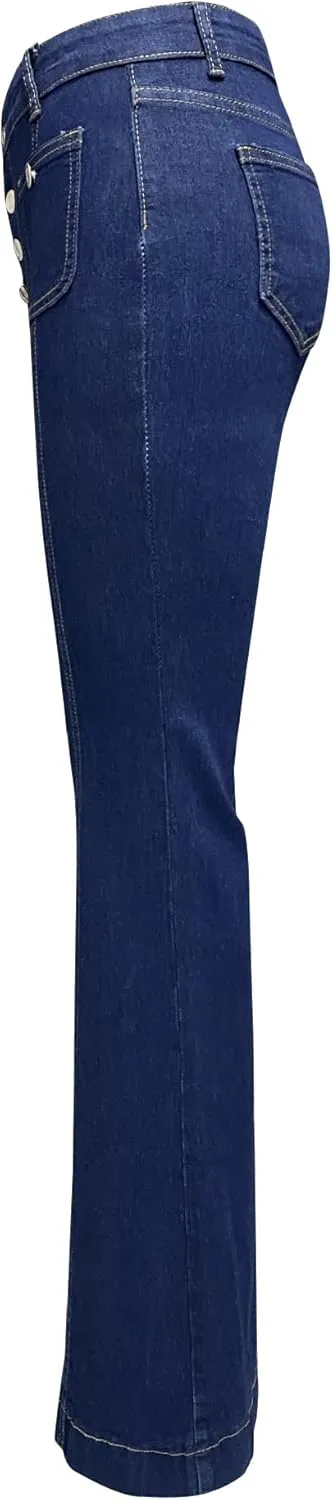 utcoco Womens 2025 High Waist Jeans Retro Button Denim Trouser Elegant Flare Jeans