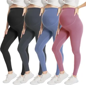 WELL&JUST Maternity Leggings Over The Belly - Ultra Soft Pregnancy Active Wear for Workout Casual, High Waist Yoga Tights