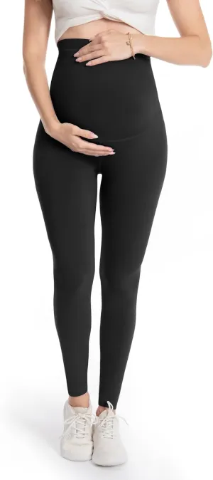 WELL&JUST Maternity Leggings Over The Belly - Ultra Soft Pregnancy Active Wear for Workout Casual, High Waist Yoga Tights