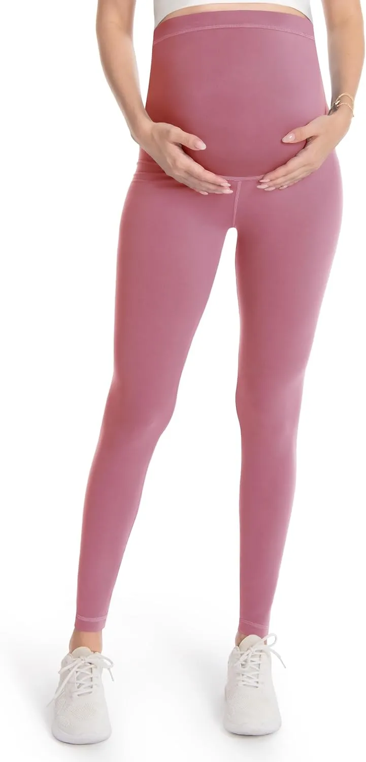 WELL&JUST Maternity Leggings Over The Belly - Ultra Soft Pregnancy Active Wear for Workout Casual, High Waist Yoga Tights