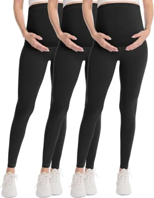 WELL&JUST Maternity Leggings Over The Belly - Ultra Soft Pregnancy Active Wear for Workout Casual, High Waist Yoga Tights