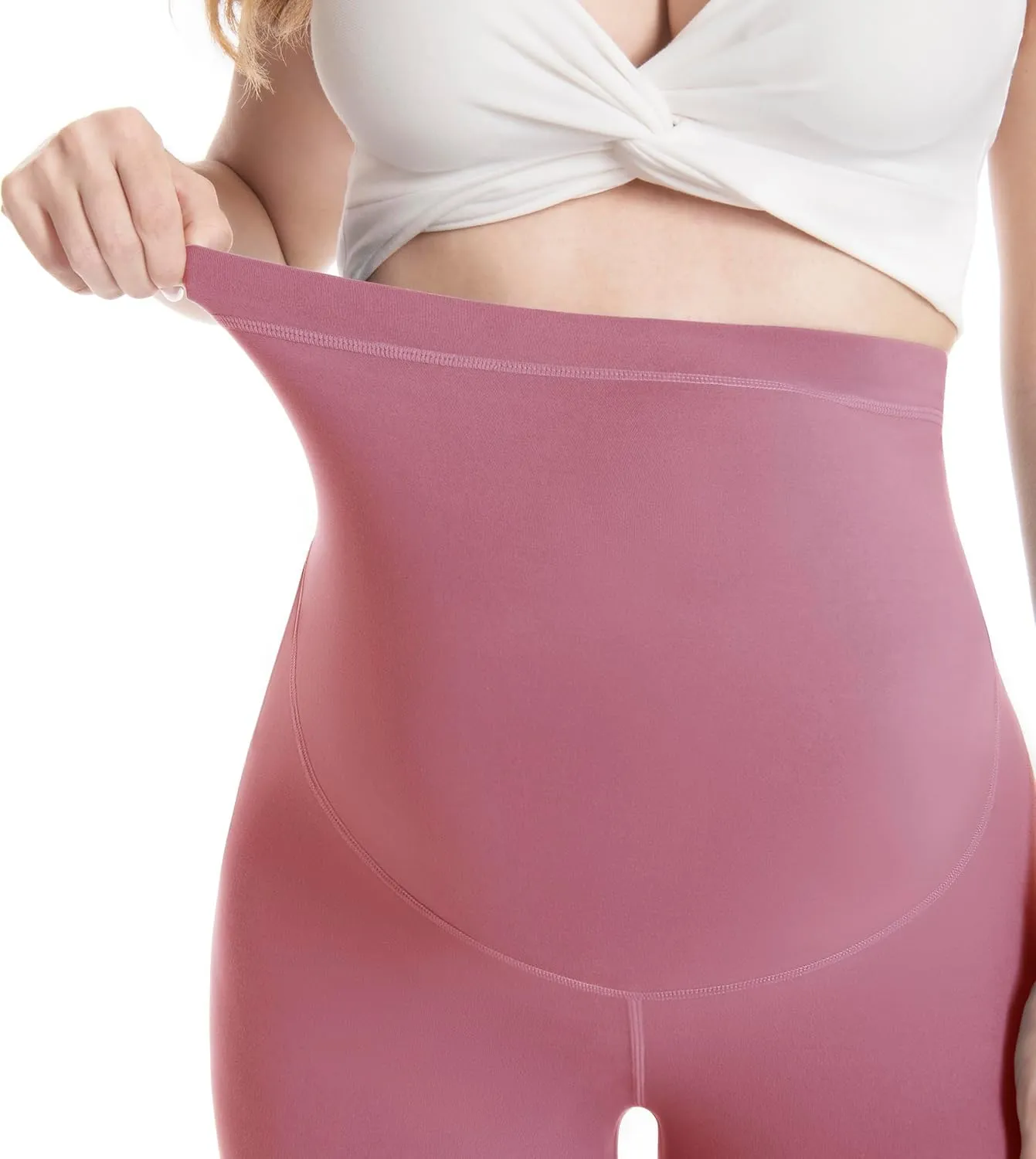 WELL&JUST Maternity Leggings Over The Belly - Ultra Soft Pregnancy Active Wear for Workout Casual, High Waist Yoga Tights