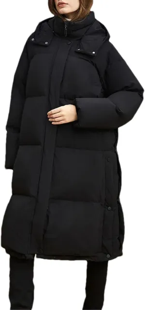 Women Quilted Thicken Long Parka Coat Classic Zipper Button Split Cotton-Padded Jacket