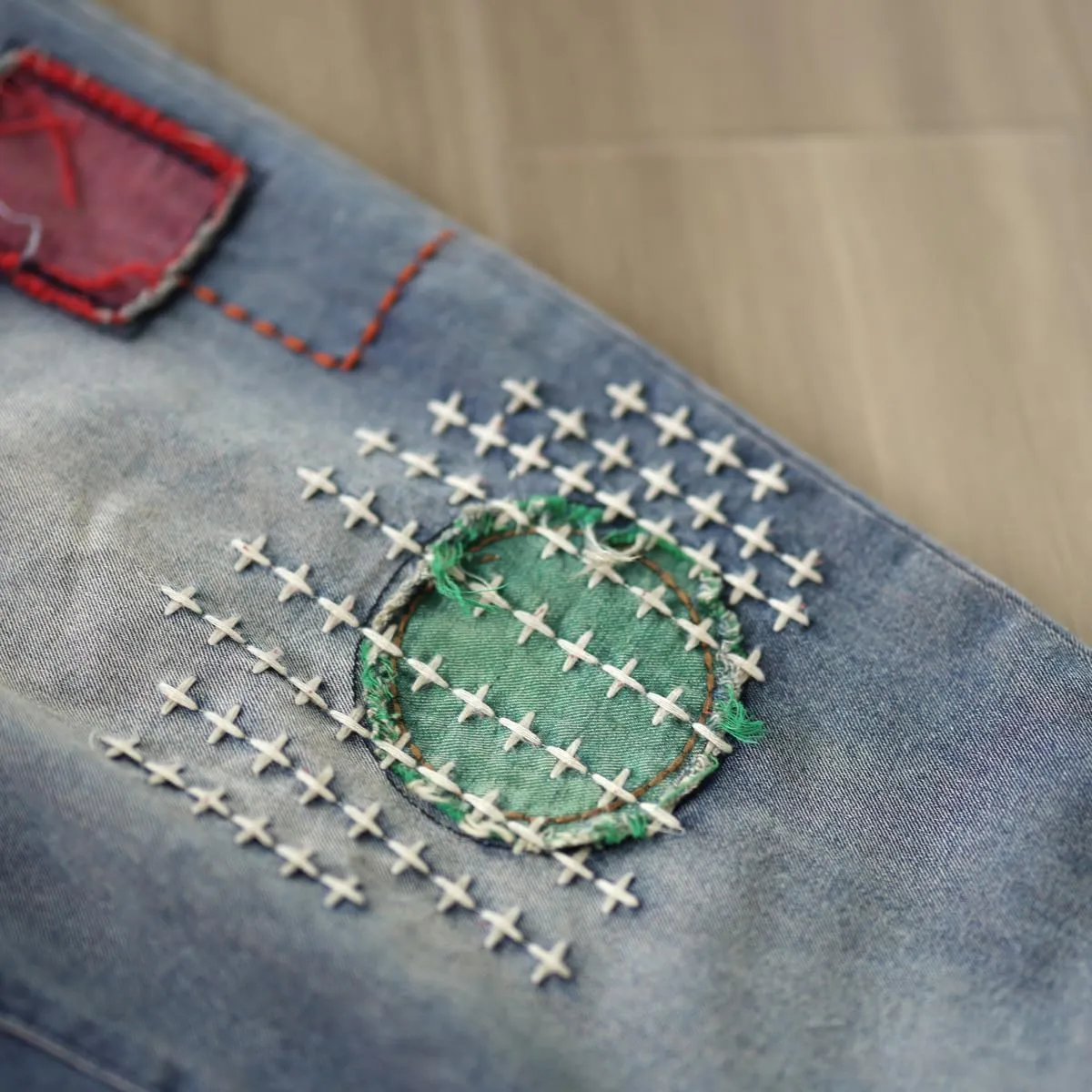 Women Retro Patch Embroidered Printed Loose Jeans Casual Ripped Jeans Harem Pants