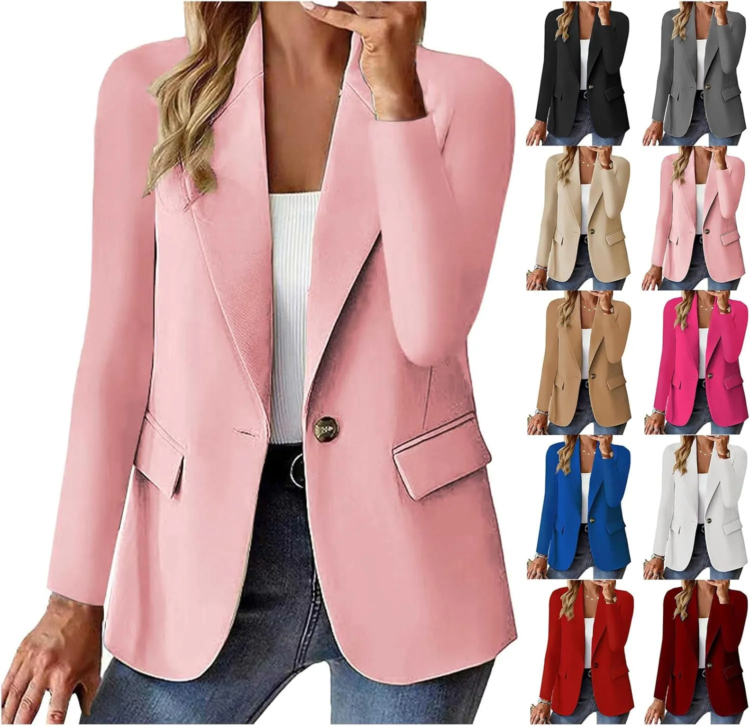 Womens Blazers for Work Casual Trendy Business Casual Jackets Open Front Cardigan Jacket Work Office Blazer Outwear