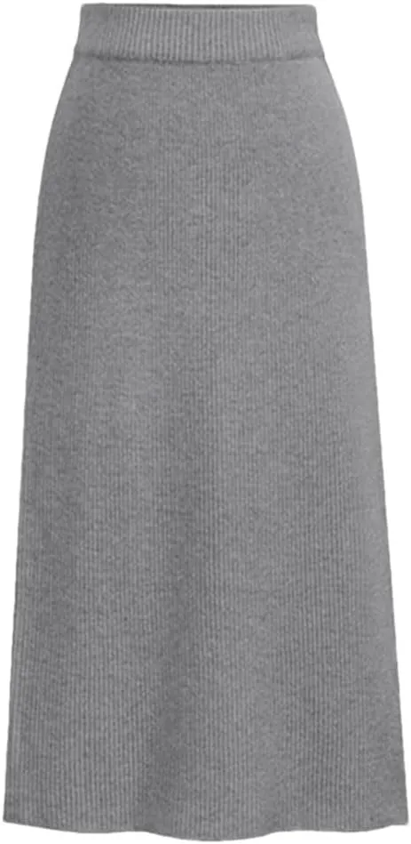 Women's Bodycon Split Pencil Skirt Elastic High Waist Knit Skirts Classic A-Line Skirt Office Lady Work Skirts