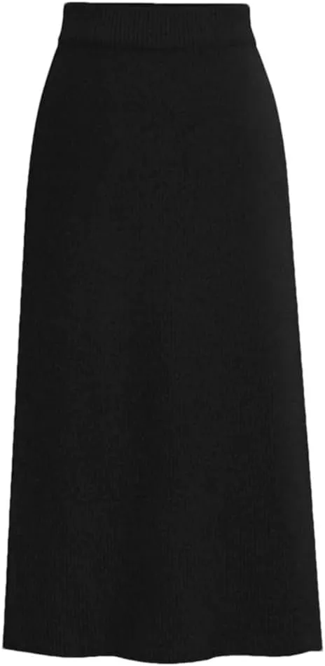 Women's Bodycon Split Pencil Skirt Elastic High Waist Knit Skirts Classic A-Line Skirt Office Lady Work Skirts