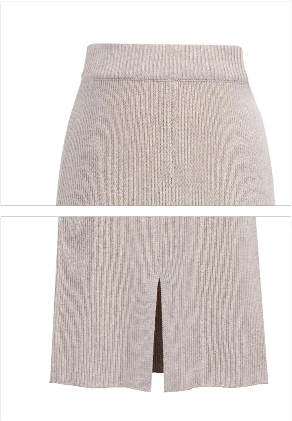 Women's Bodycon Split Pencil Skirt Elastic High Waist Knit Skirts Classic A-Line Skirt Office Lady Work Skirts