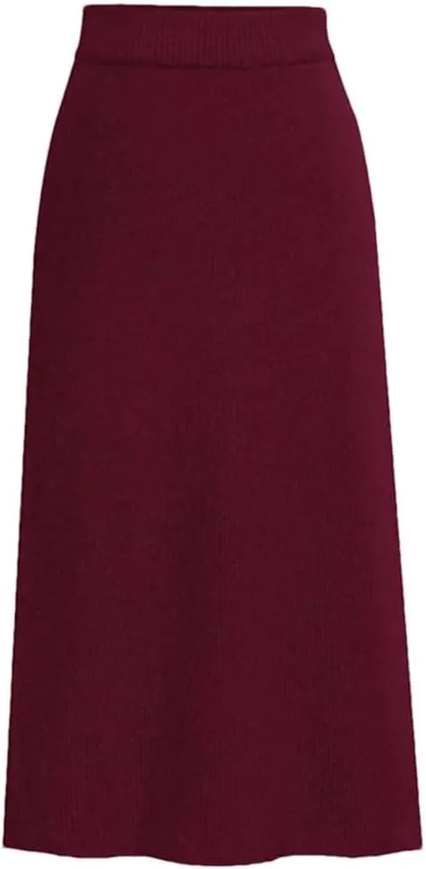 Women's Bodycon Split Pencil Skirt Elastic High Waist Knit Skirts Classic A-Line Skirt Office Lady Work Skirts