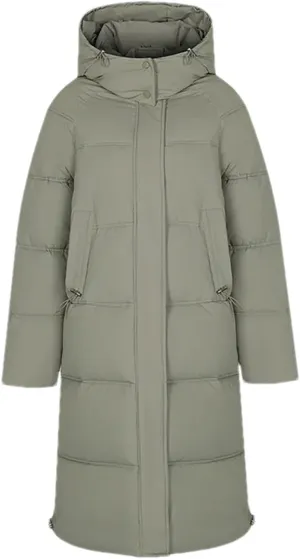 Women's Casual Hooded High Neck Parka Coat Vintage Long Over-The-Knee Cotton-Padded Jacket