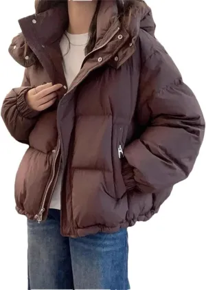Women's Cotton Coat And Winter Loose Hooded Padded Warm Down Cotton Padded Short Coat Top