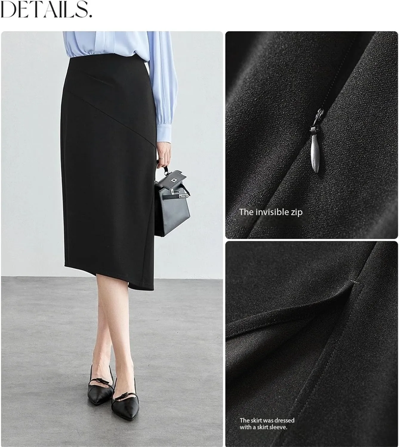 Women's Elegant Irregular Slit-Hem Skirts 2025 Spring Straight Knitted Classic Solid High-Waist Midi Skirt