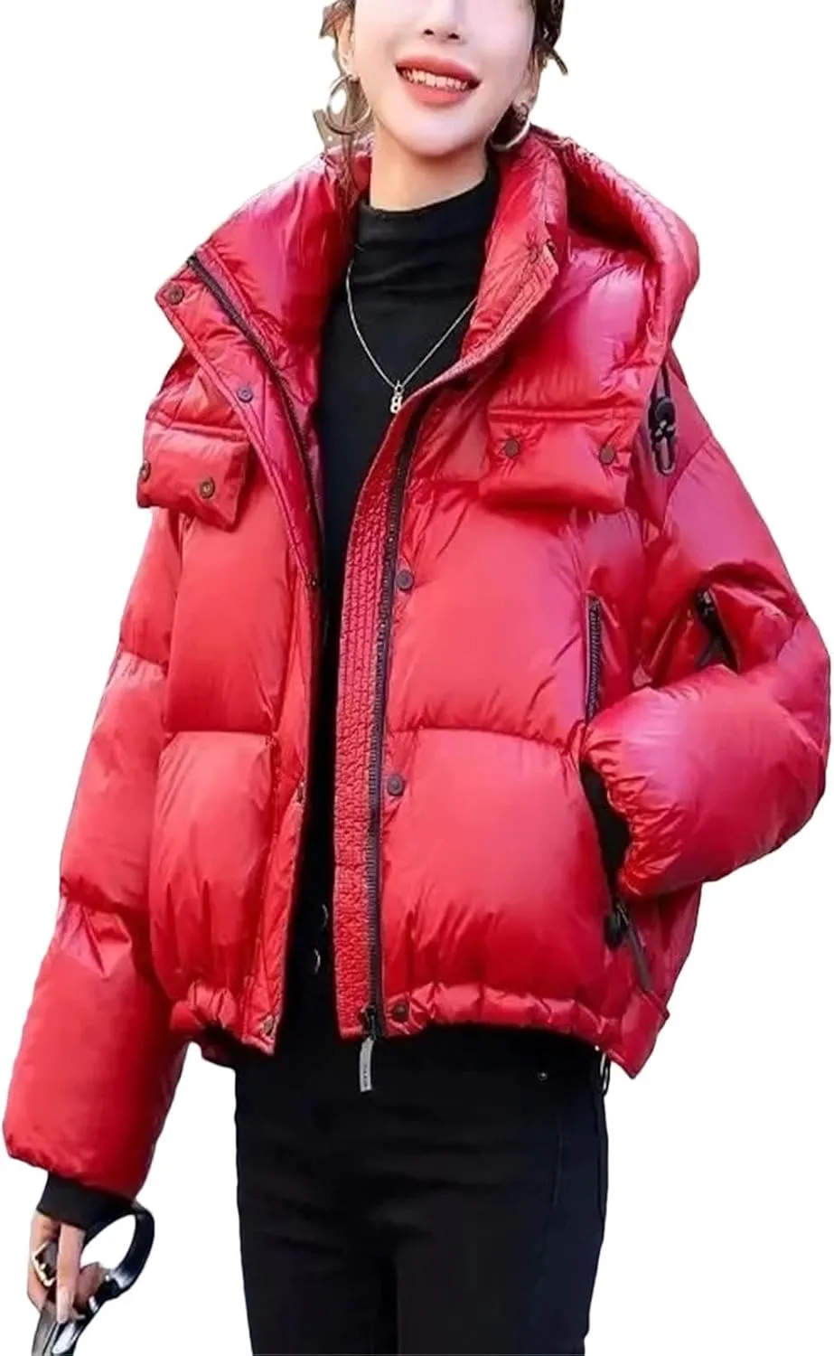 Women's Fashion Parkas Jacket Korean Winter Loose Hooded Thicken Warm Down Cotton Padded Short Coats Female Tops