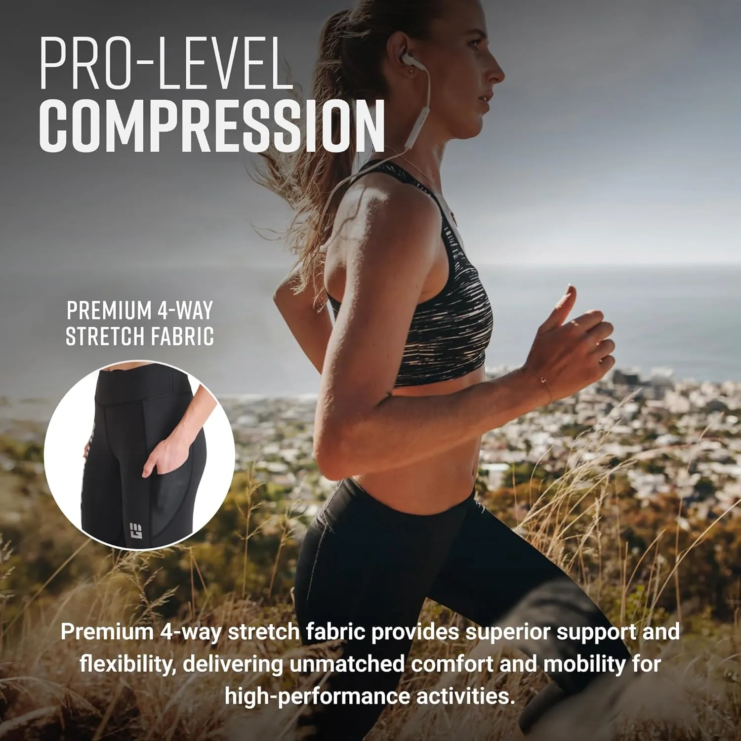 Womens Flex-Fit High-Waisted Capri Compression Leggings, High-Performance 4-Way Stretch Yoga Pants with Non-Slip Waistband