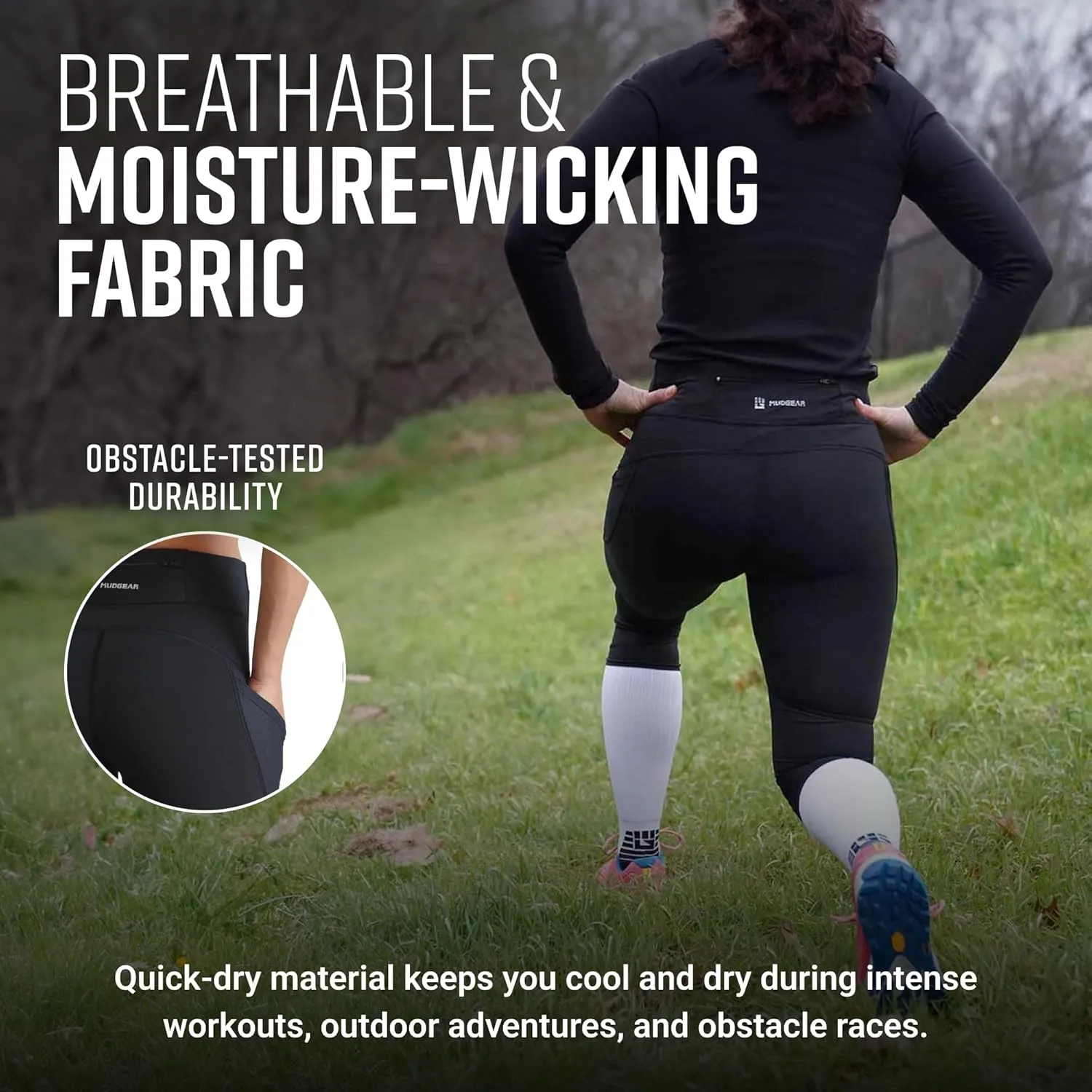 Womens Flex-Fit High-Waisted Capri Compression Leggings, High-Performance 4-Way Stretch Yoga Pants with Non-Slip Waistband