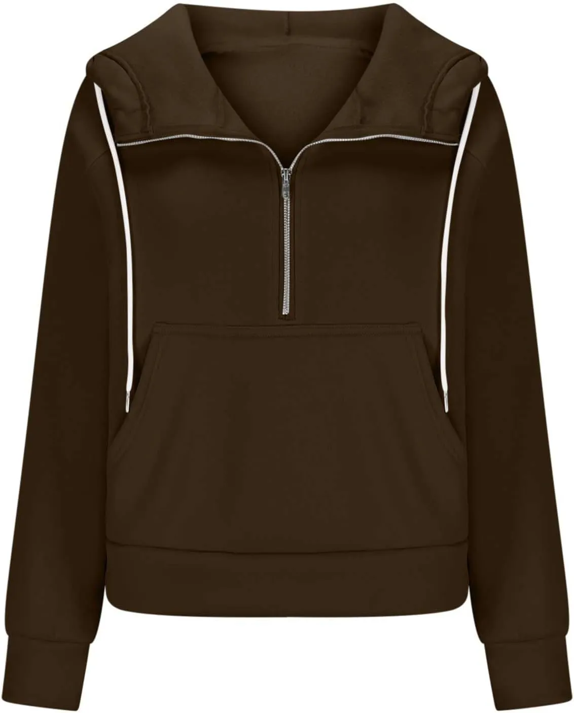 Womens Half Zip Up Hoodies Trendy Cropped Long Sleeve Loose Hooded Pullover Sweatshirt Fall y2k Outfits Clothes