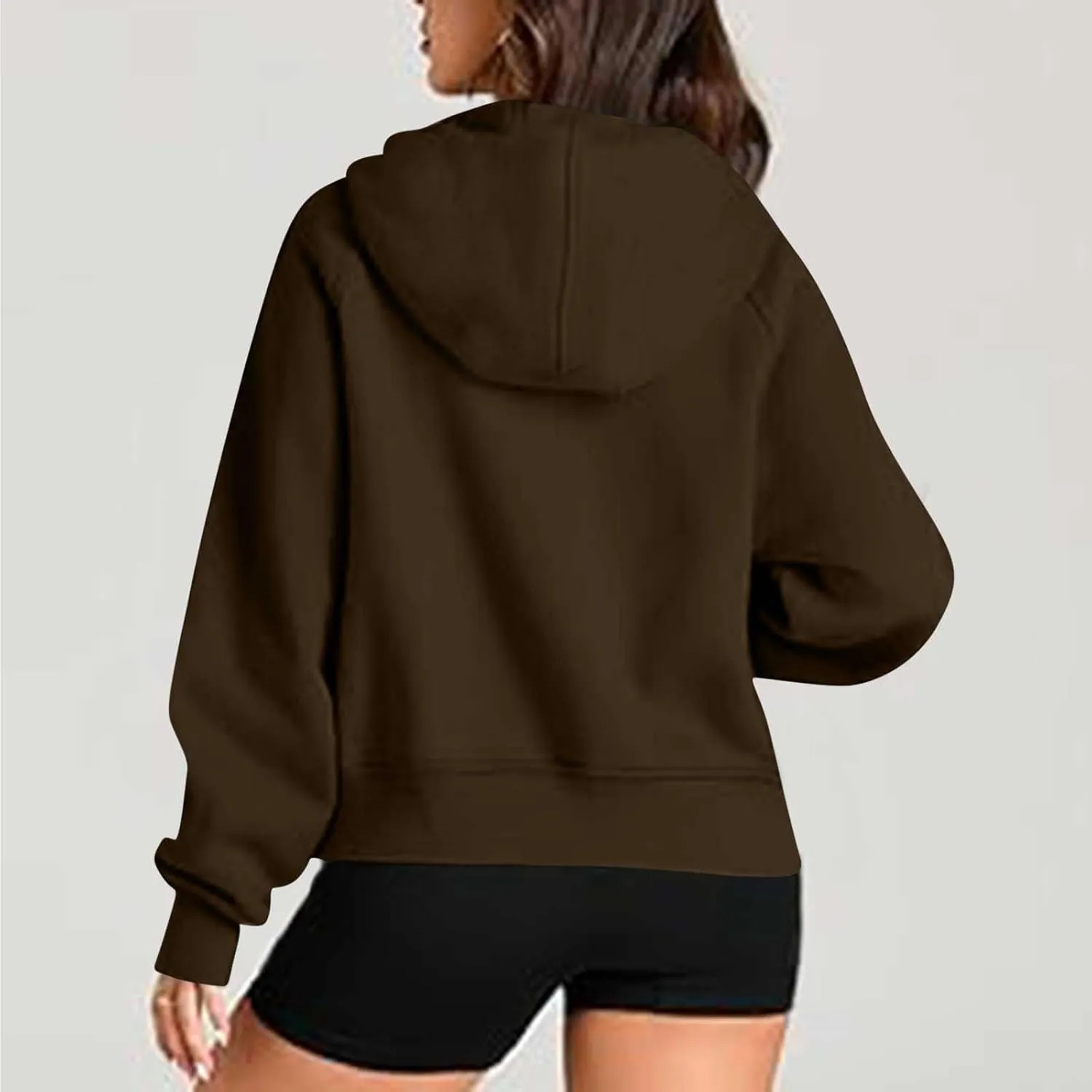 Womens Half Zip Up Hoodies Trendy Cropped Long Sleeve Loose Hooded Pullover Sweatshirt Fall y2k Outfits Clothes