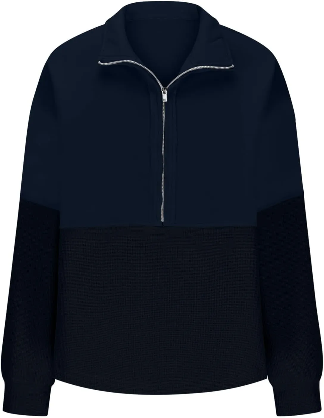Womens Half Zip Up Sweatshirt Trendy Long Sleeve Oversized Pullover Tops Waffle Knit Hoodies Fall Outfits 2024