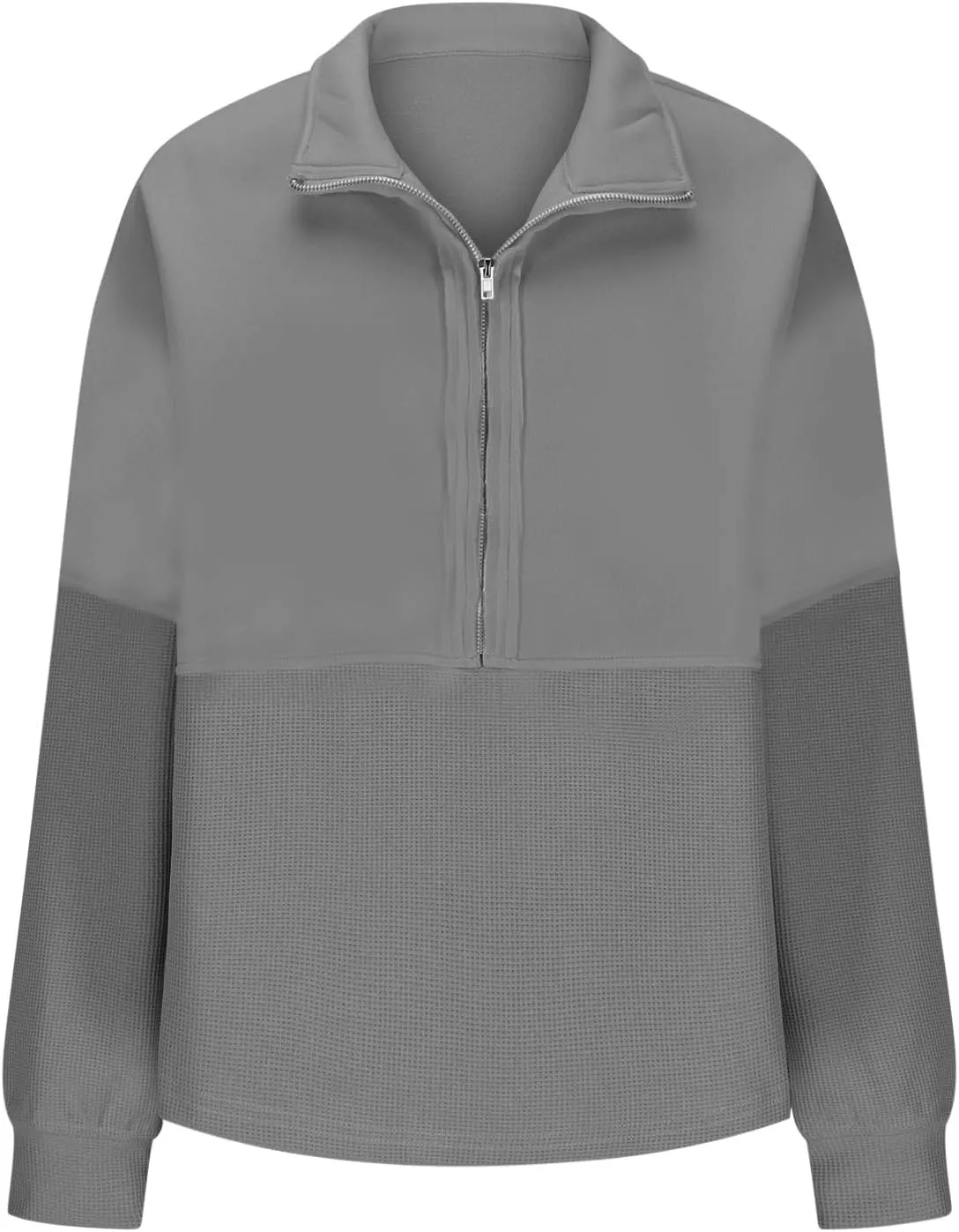 Womens Half Zip Up Sweatshirt Trendy Long Sleeve Oversized Pullover Tops Waffle Knit Hoodies Fall Outfits 2024
