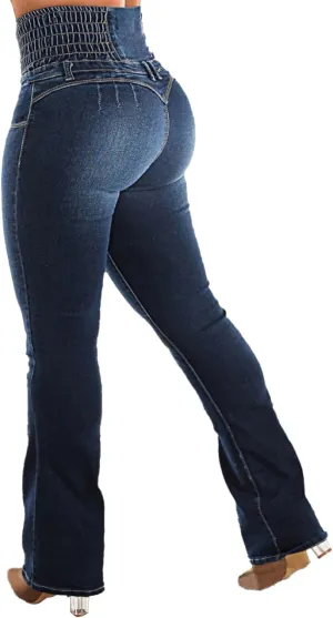 Womens High Waist Stretch Jeans Bell Bottom Jeans Push Up Butt Lifting Skinny Denim Pants