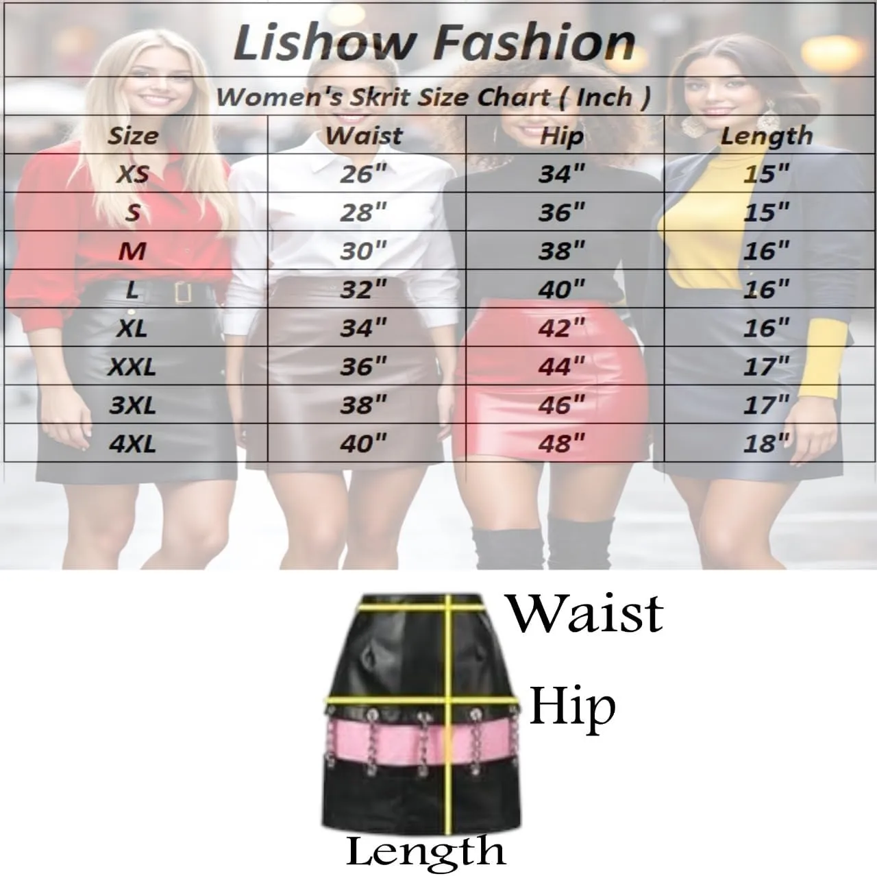 Women's High Waisted Bodycon Mini Pencil Maxi Casual wear Chin -Classic & Slim Genuine Leather Skirt