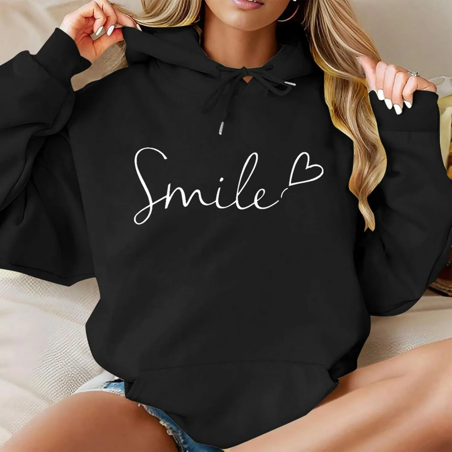 Womens Hooded Sweater Fashion Hoodies Oversized Sweatshirts Fall Pullover Loose Sweatshirt with Pocket Trendy