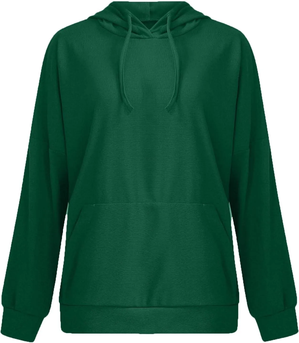 Womens Hoodies Long Sleeve Solid Drawstring Split Side Ribbed Knit Fall Oversized Sweatshirt for Women with Pocket