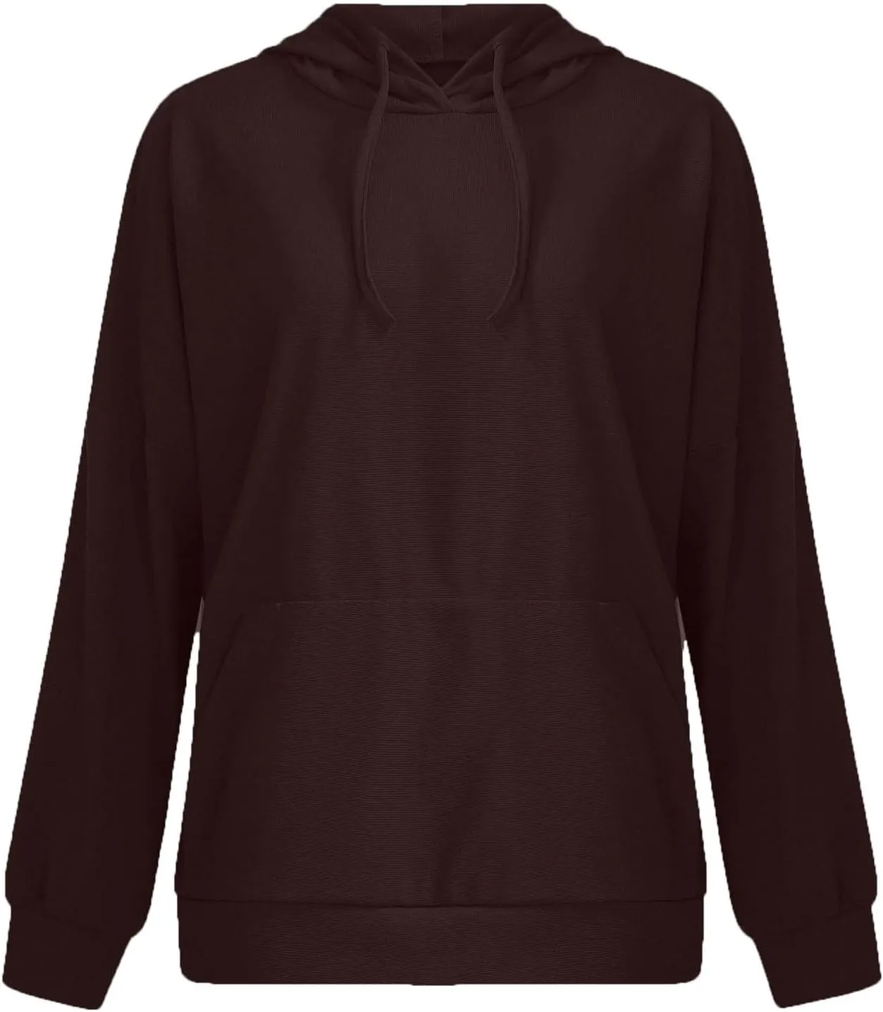 Womens Hoodies Long Sleeve Solid Drawstring Split Side Ribbed Knit Fall Oversized Sweatshirt for Women with Pocket